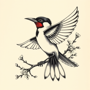 Neo-Japanese Mockingbird Tattoo