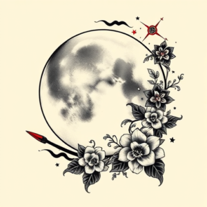 Neo-Japanese Moon Tattoo