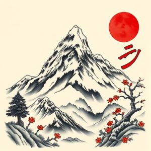 Neo-Japanese Mountain Tattoo