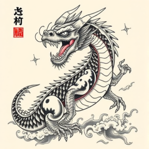 Neo-Japanese Mythosaur Tattoo