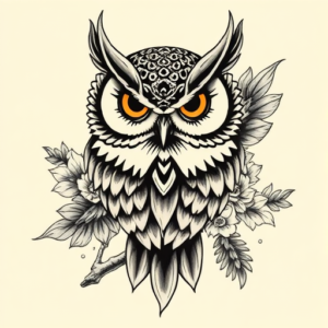Neo-Japanese Owl Tattoo