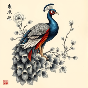 Neo-Japanese Peacock Tattoo