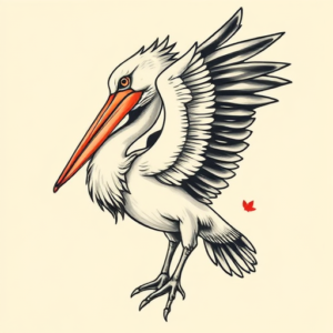 Neo-Japanese Pelican Tattoo