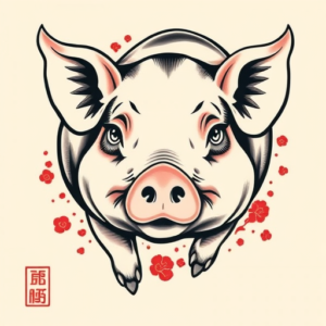Neo-Japanese Pig Tattoo