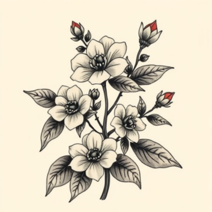 Neo-Japanese Plant Tattoo