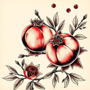Neo-Japanese Pomegranate Tattoo