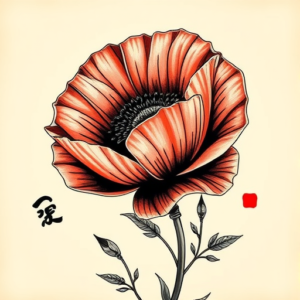 Neo-Japanese Poppy Tattoo