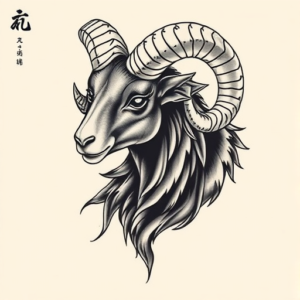 Neo-Japanese Ram Tattoo