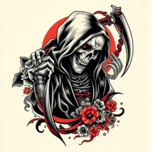 Neo-Japanese Reaper Tattoo