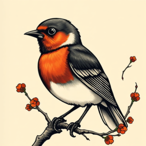 Neo-Japanese Robin Tattoo