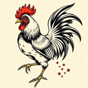 Neo-Japanese Rooster Tattoo
