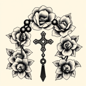 Neo-Japanese Rosary Tattoo