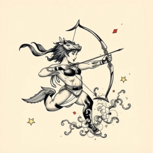 Neo-Japanese Sagittarius Tattoo