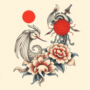 Neo-Japanese Scroll Tattoo