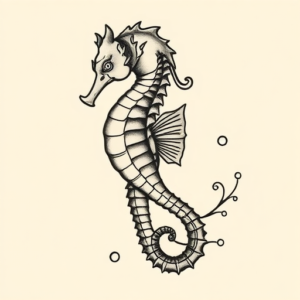 Neo-Japanese Seahorse Tattoo