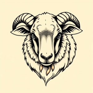 Neo-Japanese Sheep Tattoo