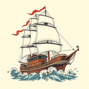 Neo-Japanese Ship Tattoo