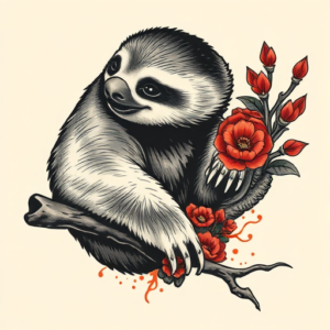 Neo-Japanese Sloth Tattoo