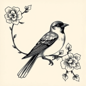 Neo-Japanese Sparrow Tattoo