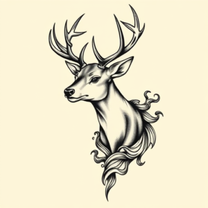Neo-Japanese Stag Tattoo