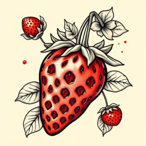 Neo-Japanese Strawberry Tattoo