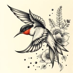 Neo-Japanese Swallow Tattoo