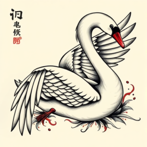Neo-Japanese Swan Tattoo