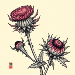 Neo-Japanese Thistle Tattoo