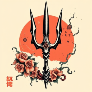 Neo-Japanese Trident Tattoo