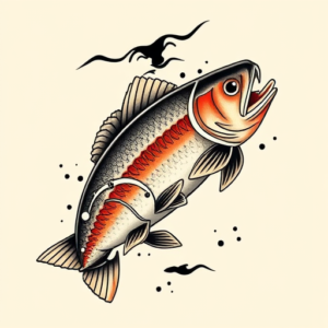 Neo-Japanese Trout Tattoo