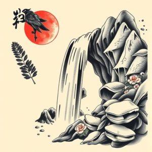 Neo-Japanese Waterfall Tattoo