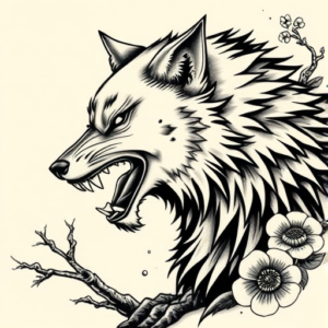 Neo-Japanese Werewolf Tattoo