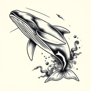 Neo-Japanese Whale Tattoo