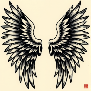 Neo-Japanese Wings Tattoo