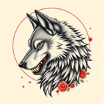 Neo-Japanese Wolf Tattoo