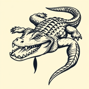 Neo-Traditional Alligator Tattoo