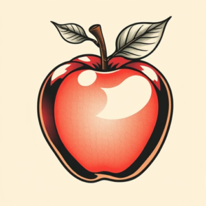 Neo-Traditional Apple Tattoo