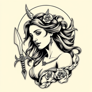 Neo-Traditional Artemis Tattoo