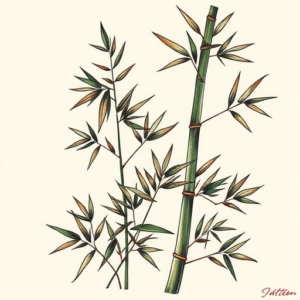 Neo-Traditional Bamboo Tattoo