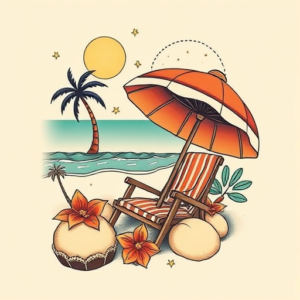 Neo-Traditional Beach Tattoo