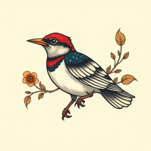 Neo-Traditional Bird Tattoo