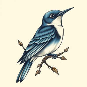 Neo-Traditional Bluebird Tattoo