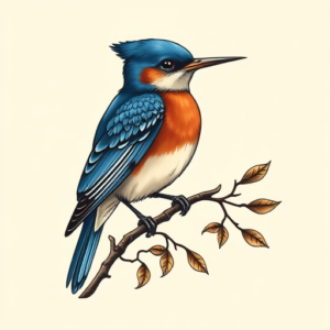 Neo-Traditional Bluebird Tattoo