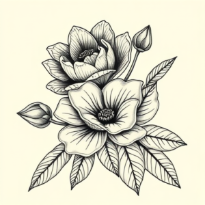 Neo-Traditional Botanical Tattoo