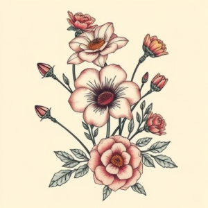 Neo-Traditional Botanical Tattoo