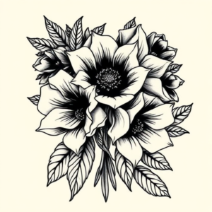 Neo-Traditional Bouquet Tattoo