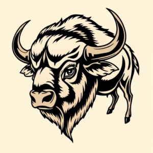 Neo-Traditional Buffalo Tattoo