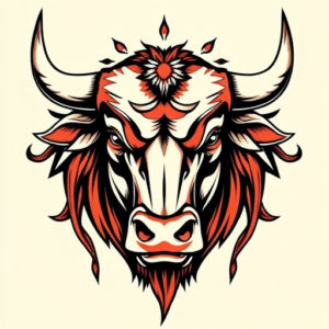Neo-Traditional Bull Tattoo