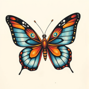 Neo-Traditional Butterfly Tattoo