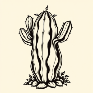 Neo-Traditional Cactus Tattoo